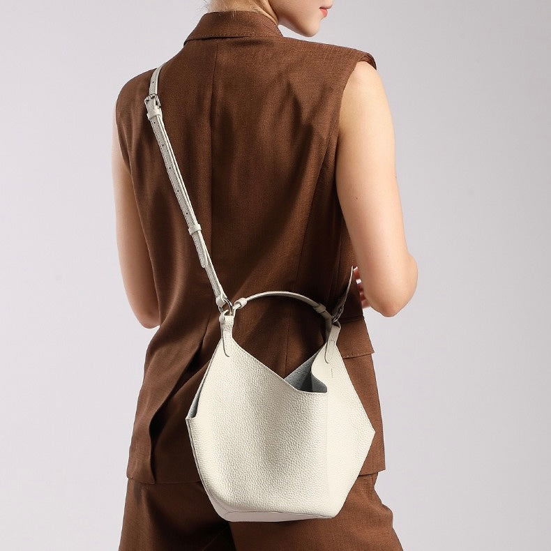 Women's Genuine Leather Large Capacity Basket Tote Bag