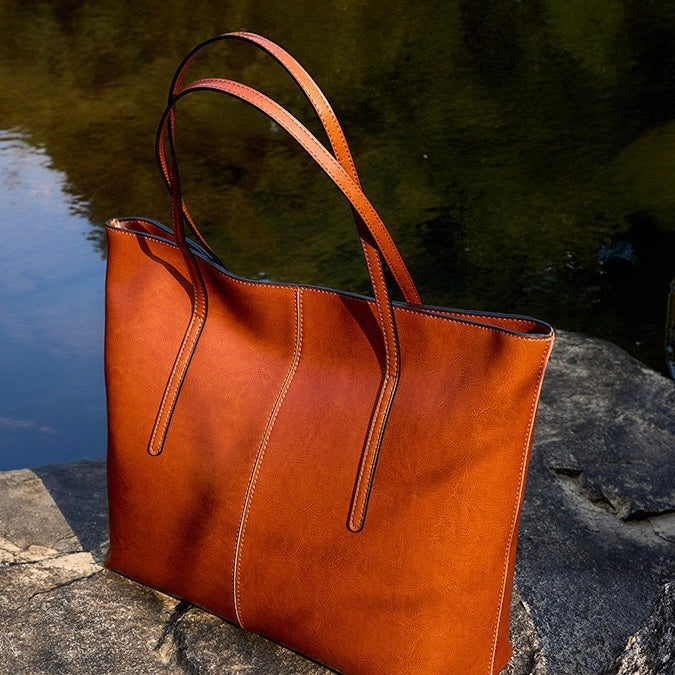 Women’s Genuine Leather Large Tote Shoulder Bag – Daily Commuter Essential