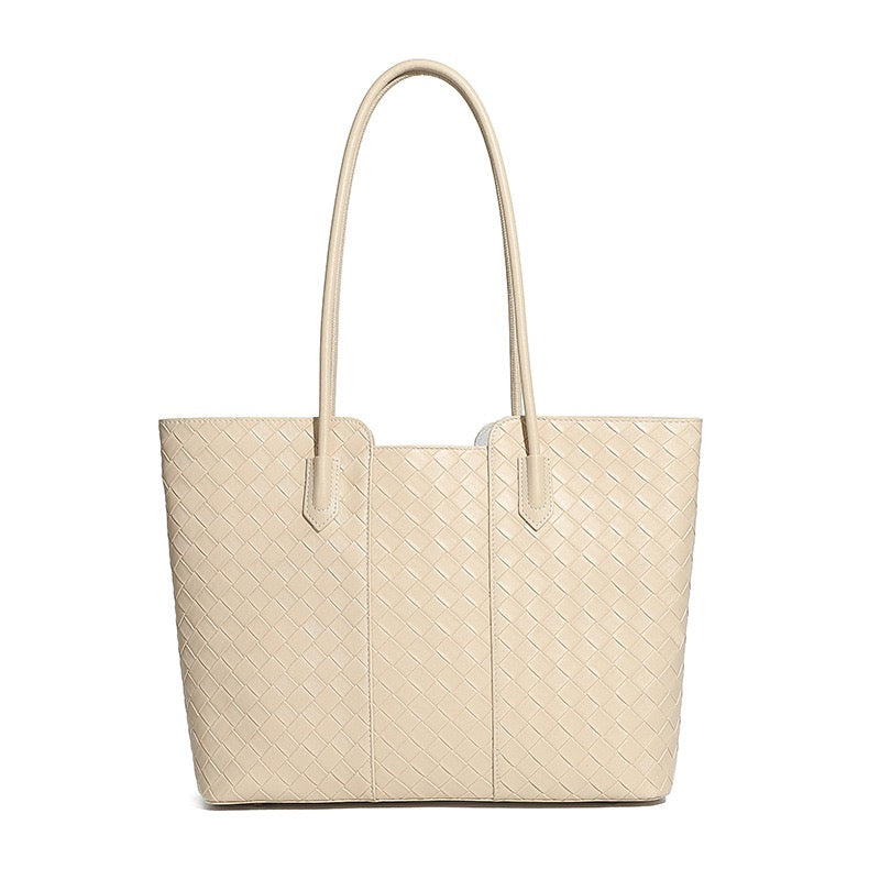 Women's Genuine Leather Large Capacity Woven Tote Bag
