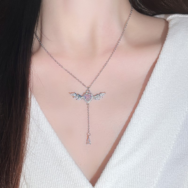 Pink Diamond Angel Heart Necklace