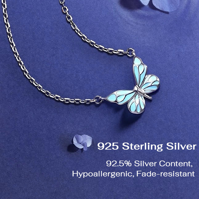 Luminous Dream Blue Butterfly Necklace
