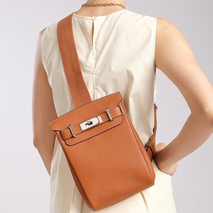 Women's Top Grain Cowhide Crossbody Chest Bag