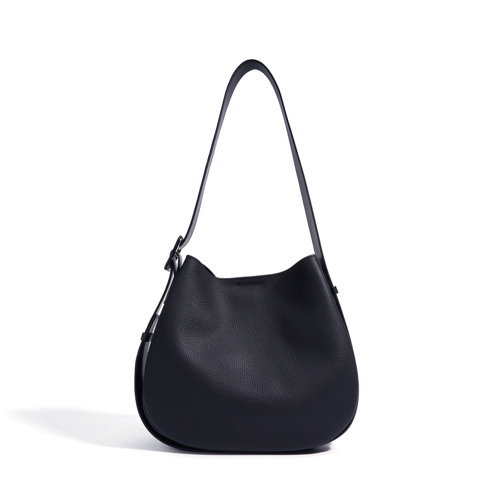 Women’s Genuine Leather Wide Strap Commuter Bucket Shoulder Bag