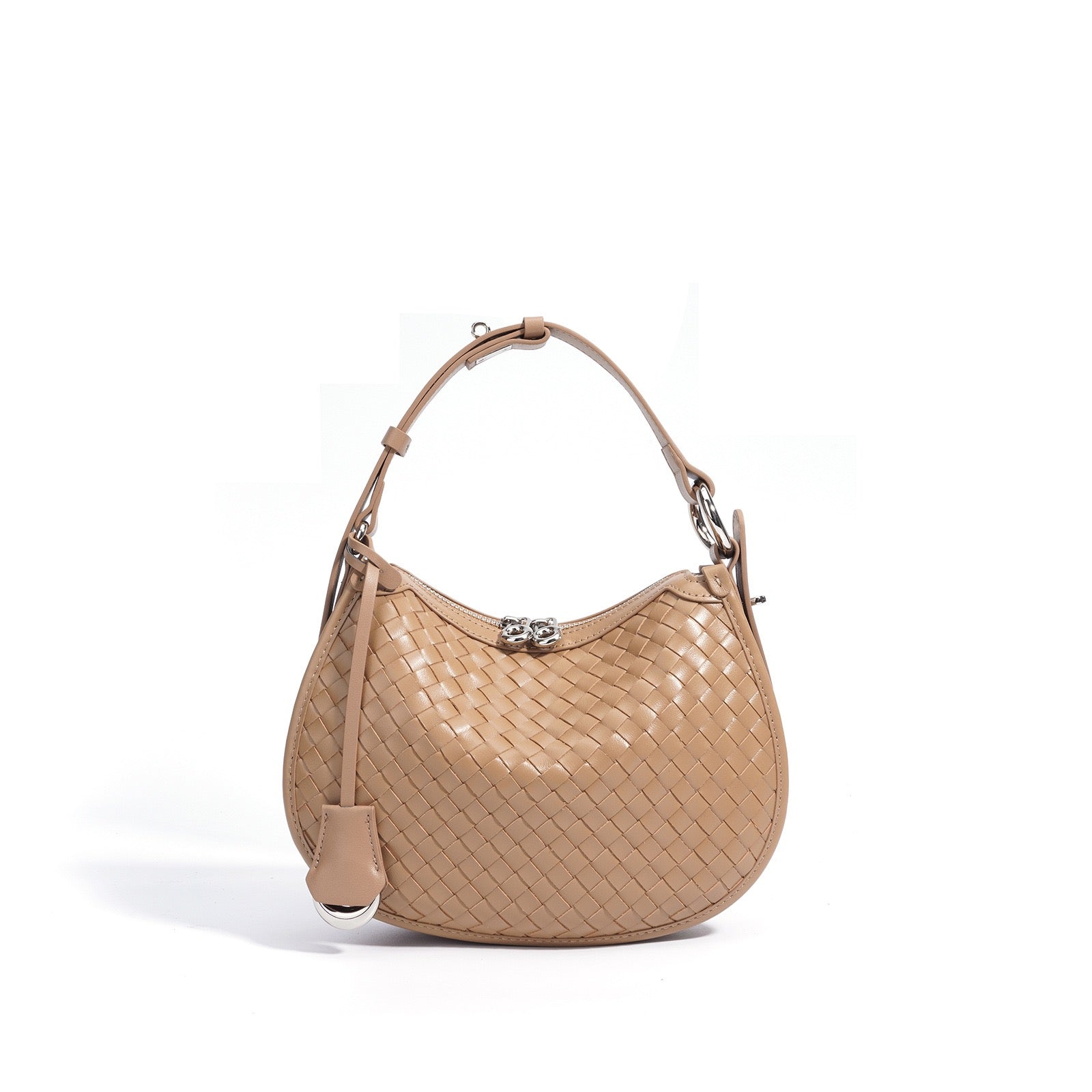 Woven Genuine Leather Crescent Shoulder Bag – Spring Summer 2025 Edition