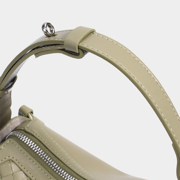 Woven Genuine Leather Crescent Shoulder Bag – Spring Summer 2025 Edition