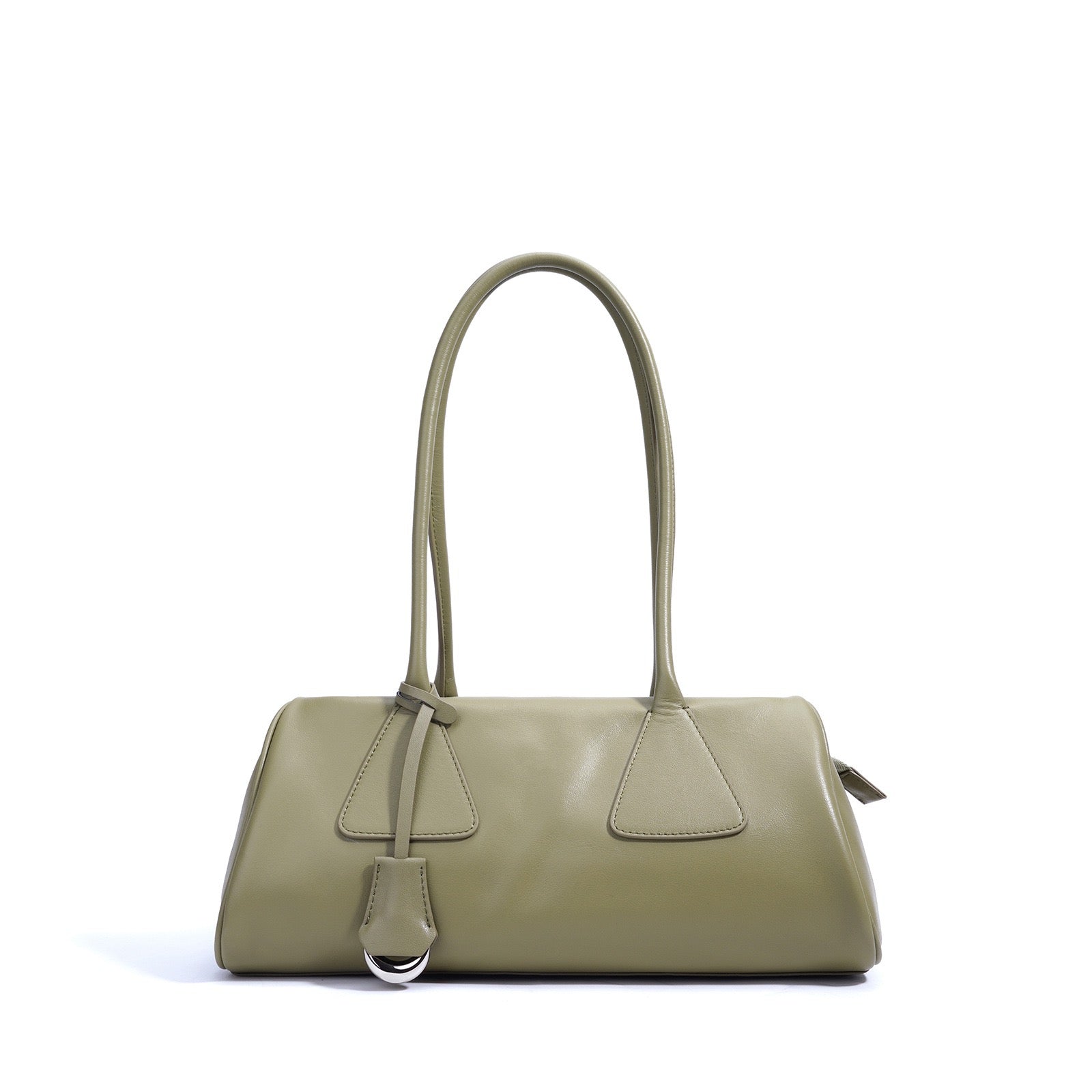 Spring Summer French Style Genuine Leather Pillow Shoulder Baguette Bag