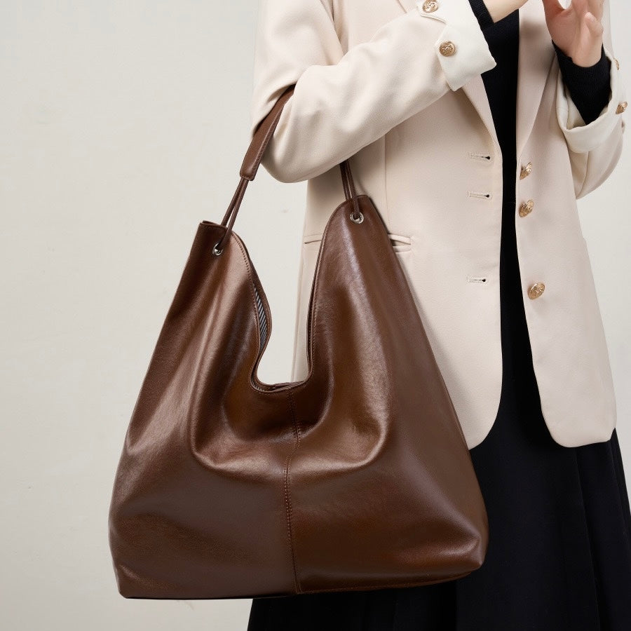 Large Capacity Minimalist Premium Genuine Leather Tote Bag