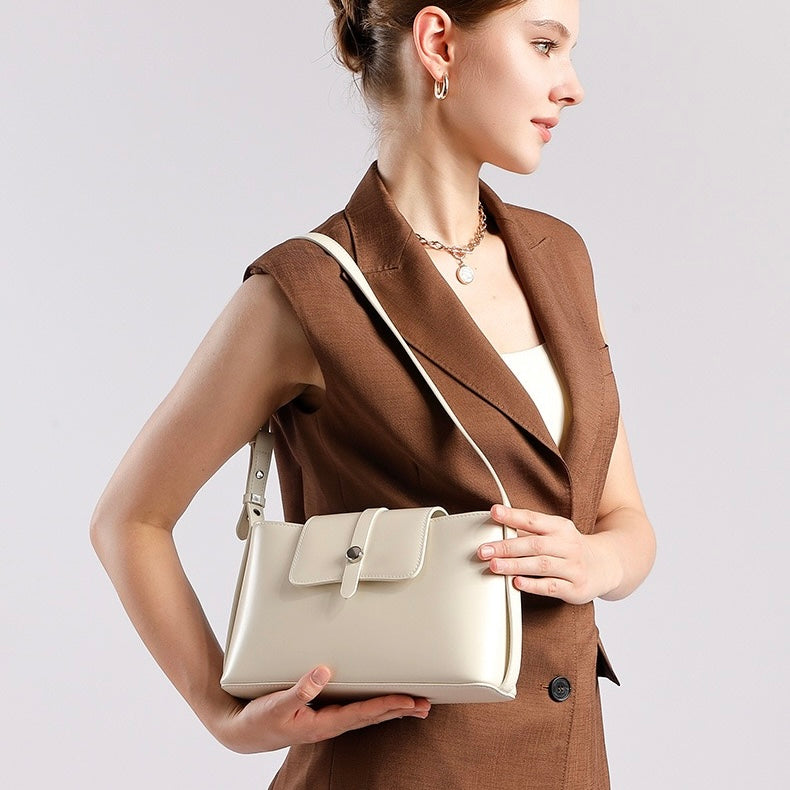 Commuter Elegant Versatile Handheld Shoulder Leather Bag