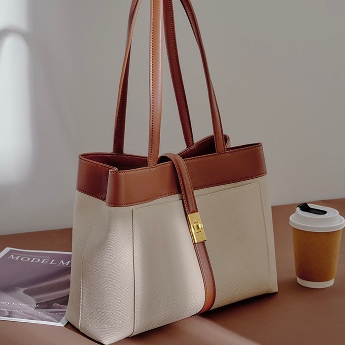 Women's Genuine Leather Dune & Saddle Tote Bag