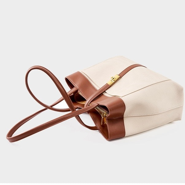 Women's Genuine Leather Dune & Saddle Tote Bag