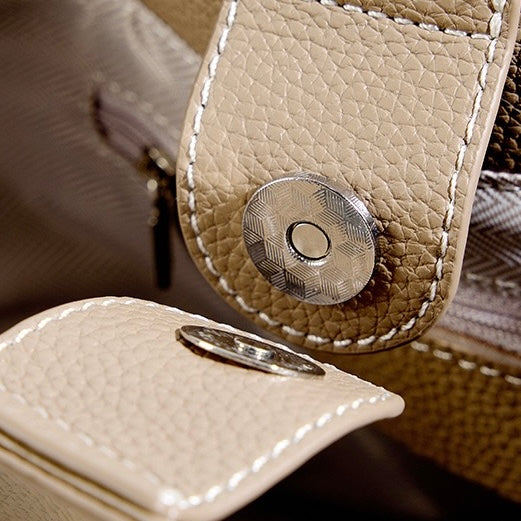 Women's Genuine Leather Bucket Bag with Little Elephant Pendant