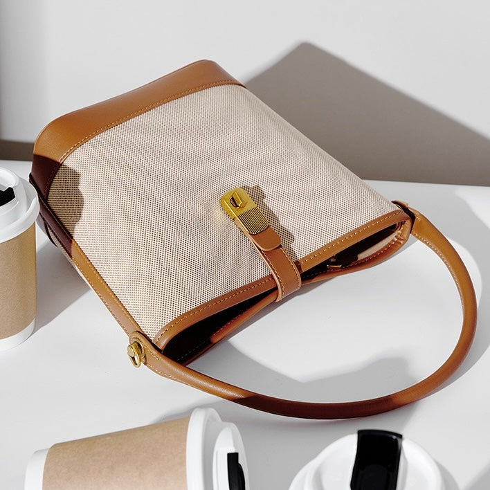 Niche Commuter Color Block Woven Shoulder Bag