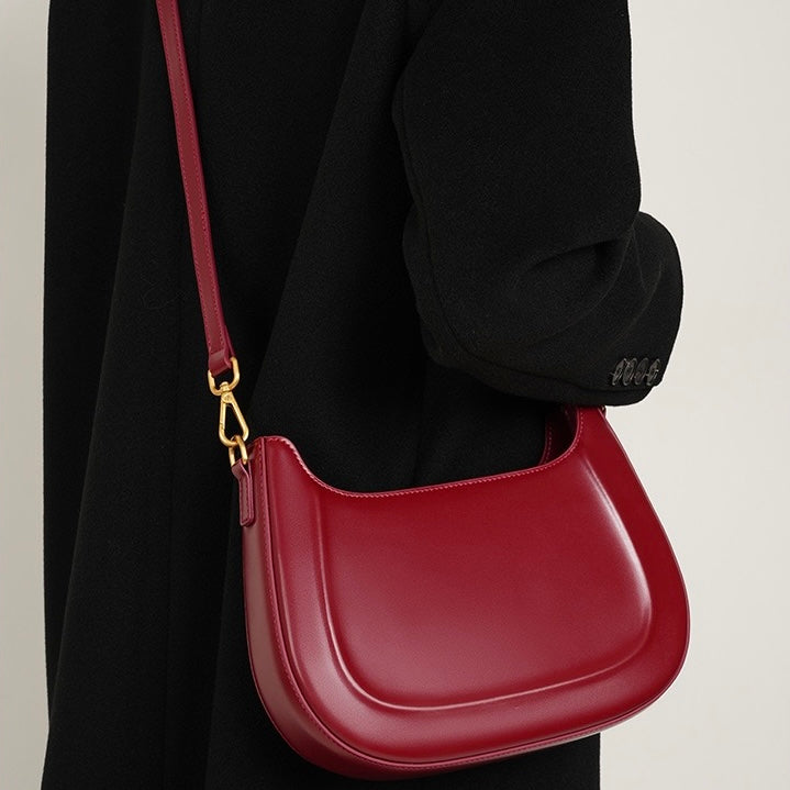 Vintage Genuine Leather Saddle Shoulder Crossbody Bag for Women