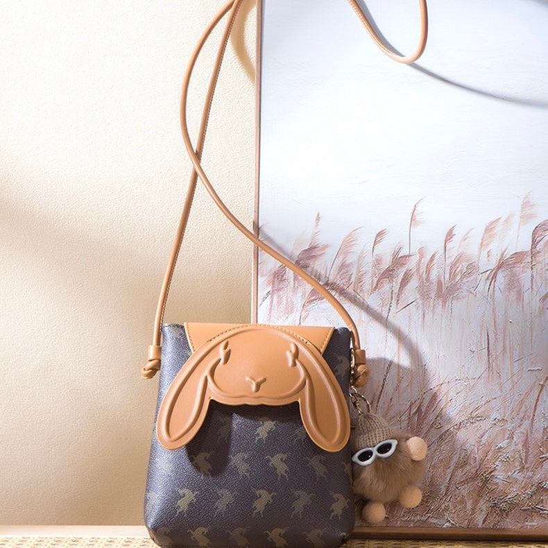 Vintage Print Rabbit Flip Top Small Crossbody Women Phone Bag