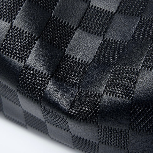 Elegant Women's Genuine Leather Checkered Crossbody Bag