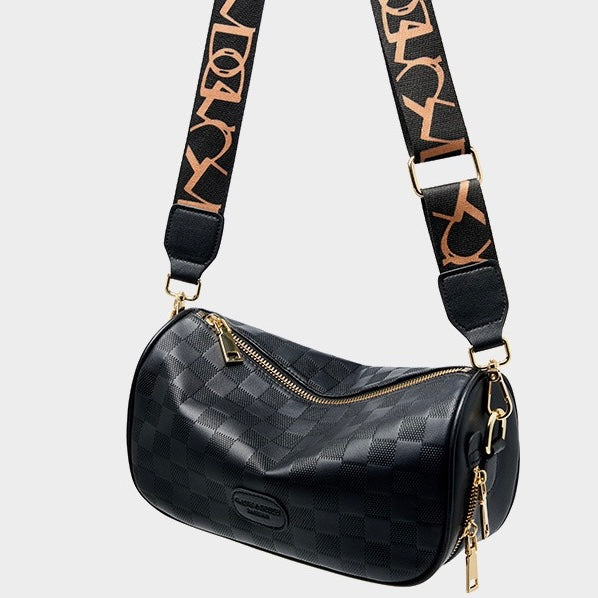 Elegant Women's Genuine Leather Checkered Crossbody Bag