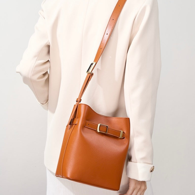 Women's Genuine Leather Vintage Shoulder Bucket Bag