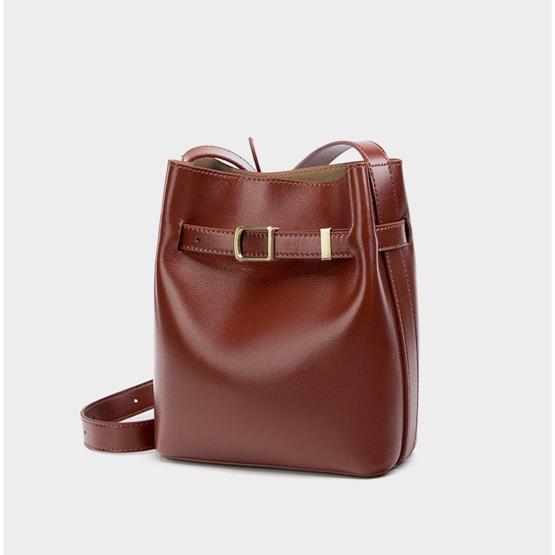 Women's Genuine Leather Vintage Shoulder Bucket Bag