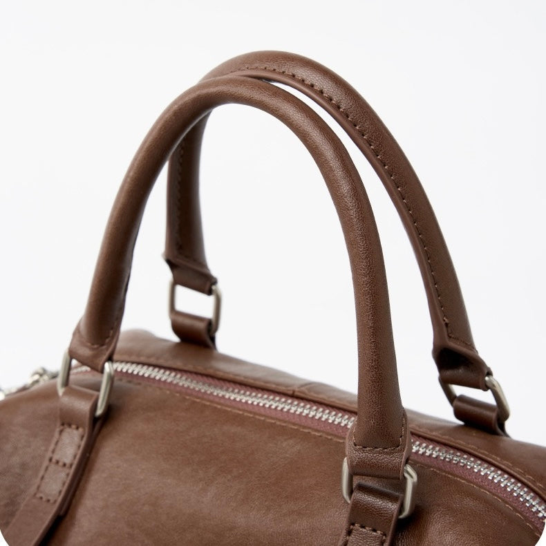 Top Grain Leather Vintage Fashion Pillow Handbag Crossbody Bag