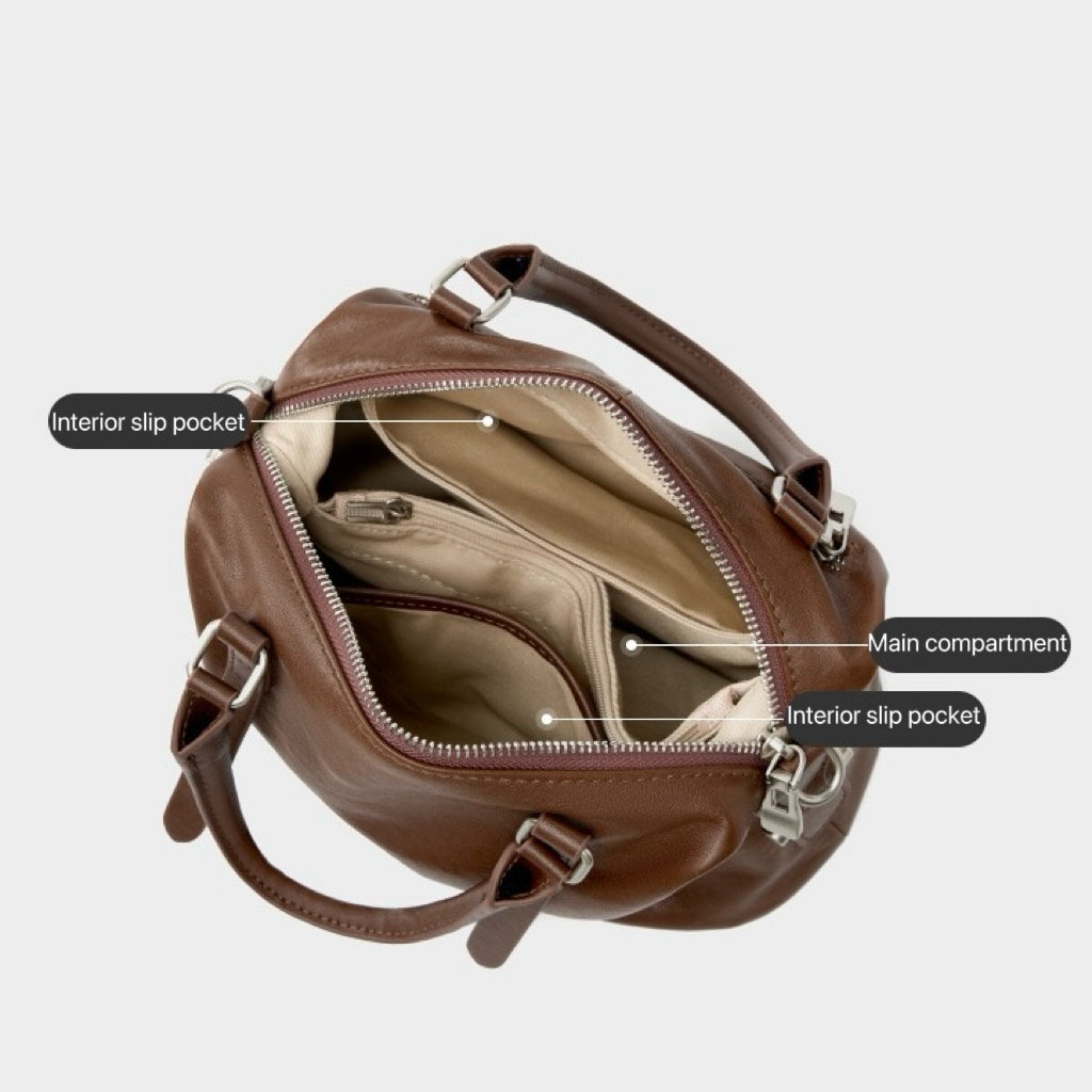 Top Grain Leather Vintage Fashion Pillow Handbag Crossbody Bag