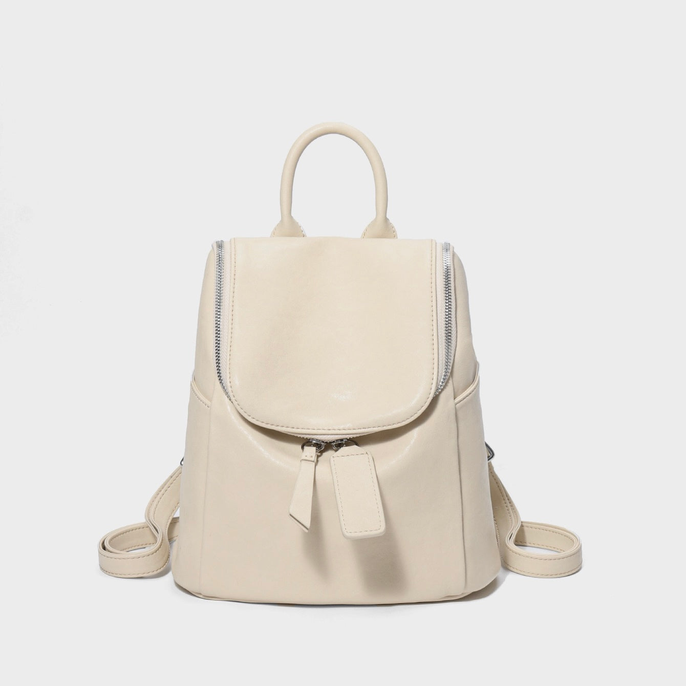 Minimalist Timeless Creamy Genuine Leather Backpack