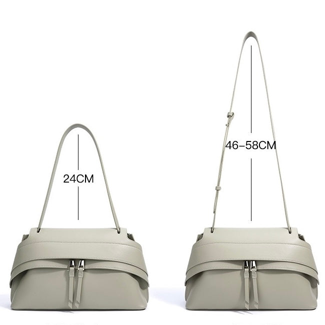 Women's Genuine Cowhide Minimalist Handheld Saddle Bag