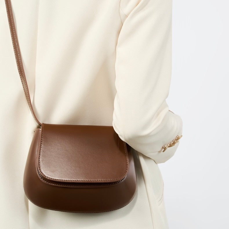 Women’s Genuine Leather Chic Crossbody Saddle Bucket Bag
