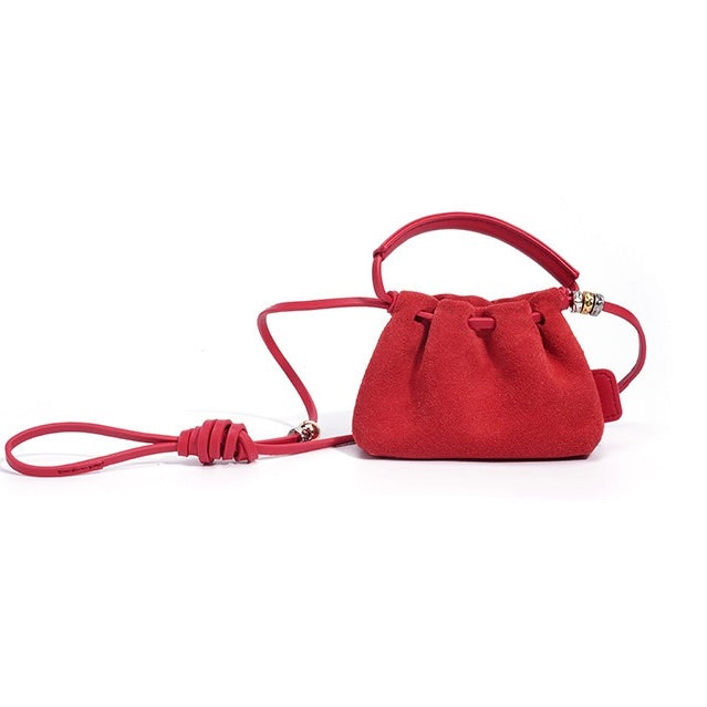 Vintage Frosted Texture Cloud Pleated Mini Handbag Crossbody Bag
