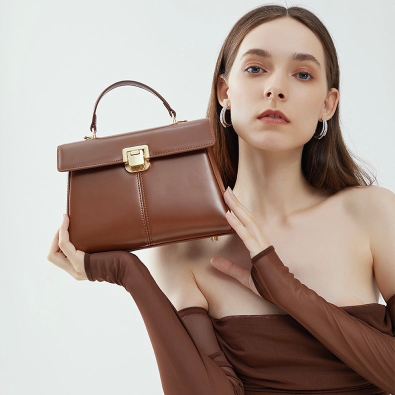 Women’s Genuine Leather Horseshoe Buckle Handbag