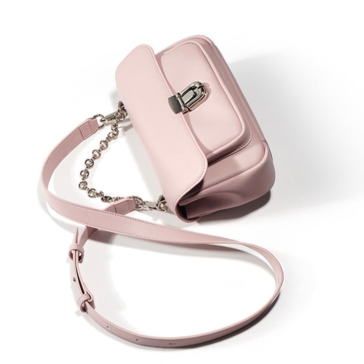 Spring Summer Chic Cowhide Mini Square Bag with Lock Closure