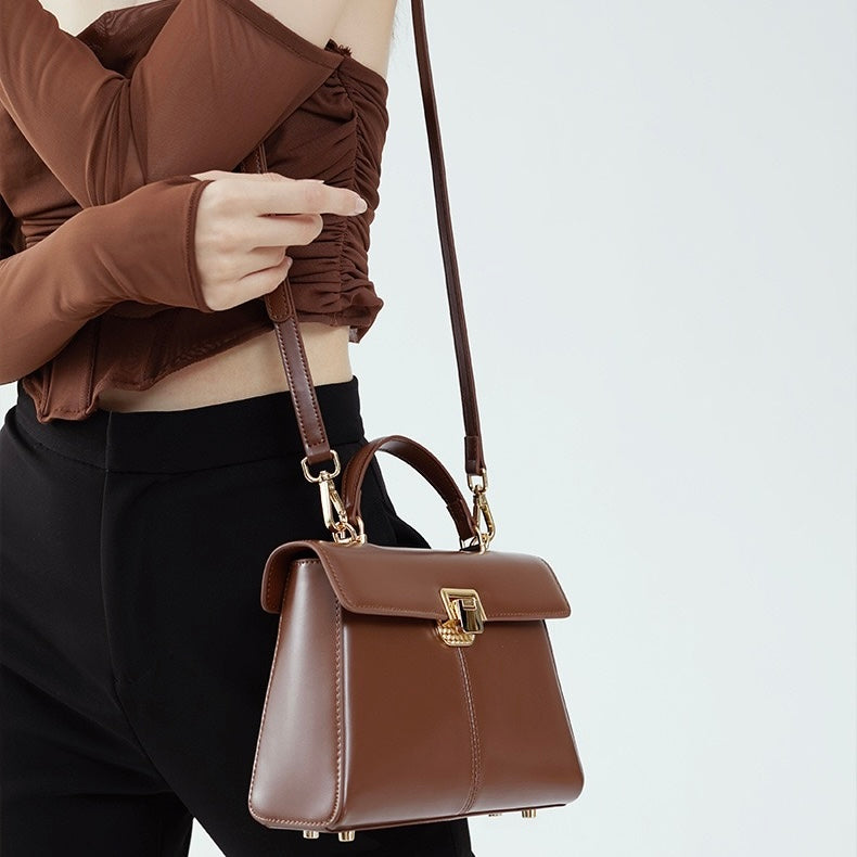 Women’s Genuine Leather Horseshoe Buckle Handbag