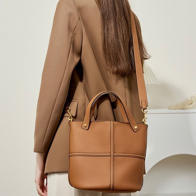 Women’s Genuine Leather Large Capacity Bucket Bag