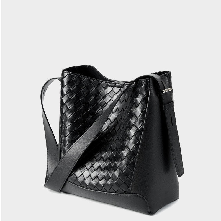 Women's Cowhide Handwoven Large Capacity Crossbody and Shoulder Bag