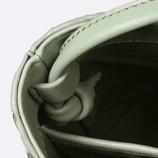 Handmade Women's Genuine Sheepskin Retro Woven Bucket Bag