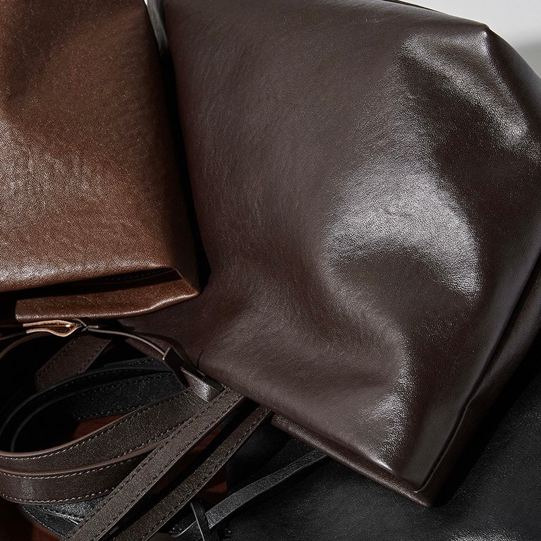 Women's Genuine Leather Vintage Soft Large-Capacity Crossbody Tote Bag