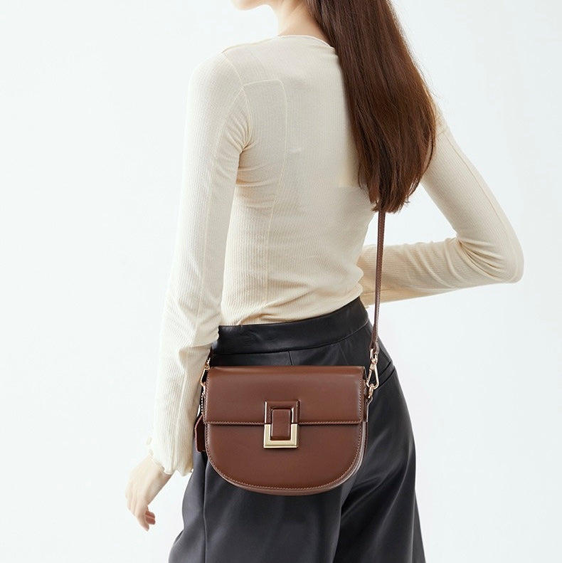 Women’s Genuine Leather Chic Saddle Crossbody Bag