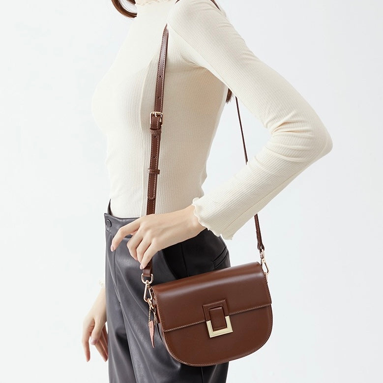 Women’s Genuine Leather Chic Saddle Crossbody Bag