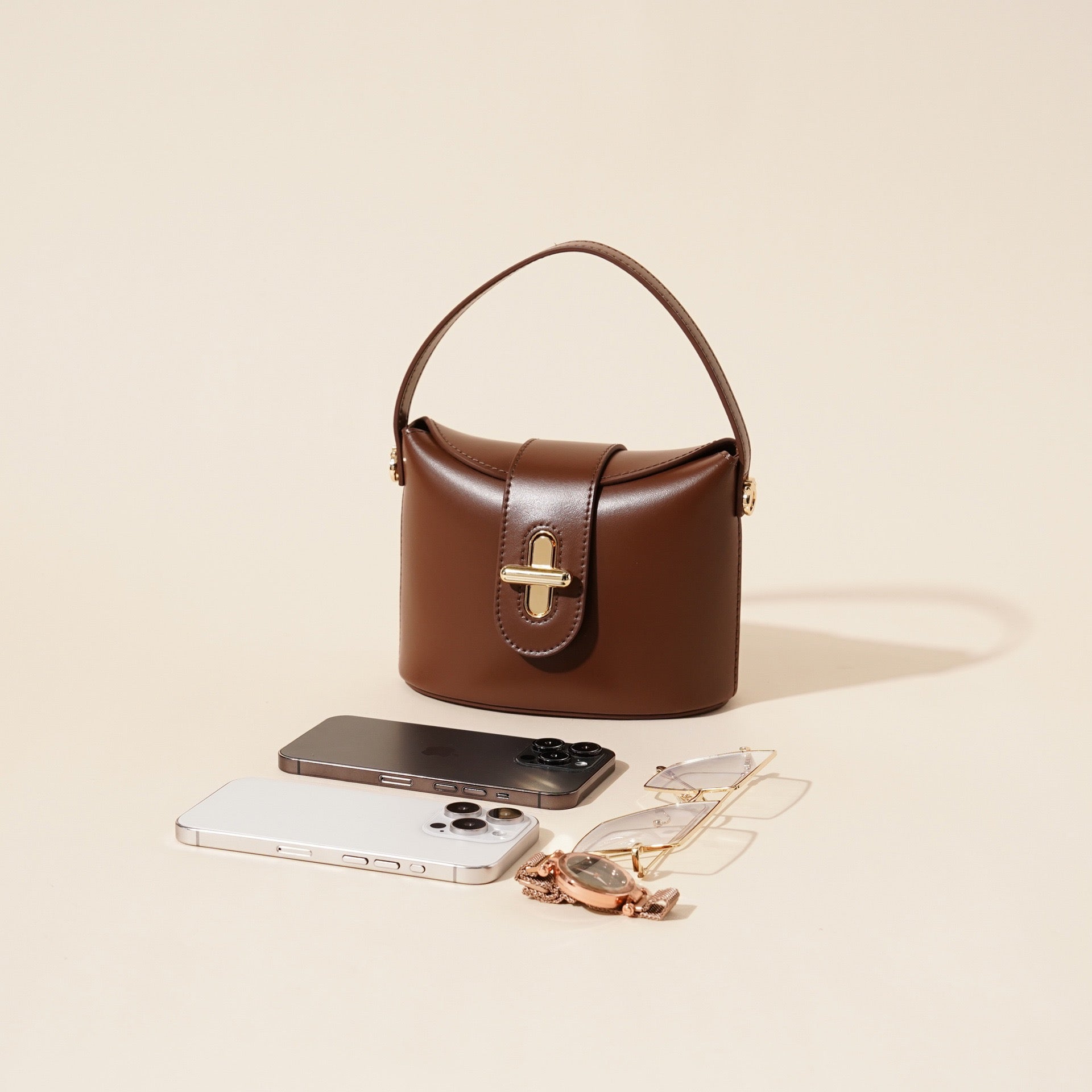 Women’s Genuine Leather Vintage Lock Top Handle Bag