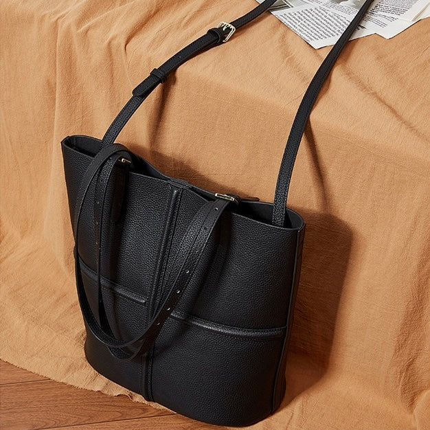 Women’s Luxury Genuine Leather Commuter Tote Bag with Inner Pouch