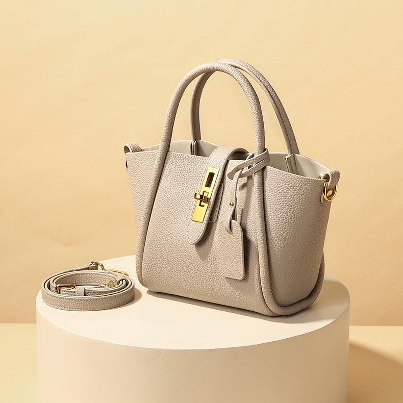 Women’s Genuine Leather Petite Basket Top Handle Bag