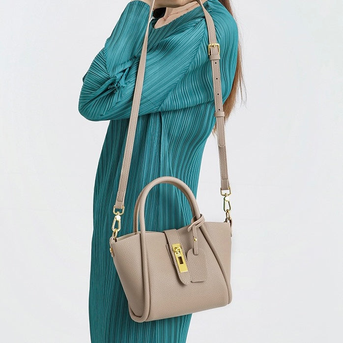 Women’s Genuine Leather Petite Basket Top Handle Bag