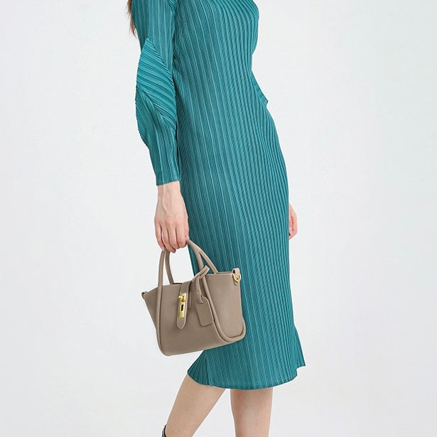 Women’s Genuine Leather Petite Basket Top Handle Bag