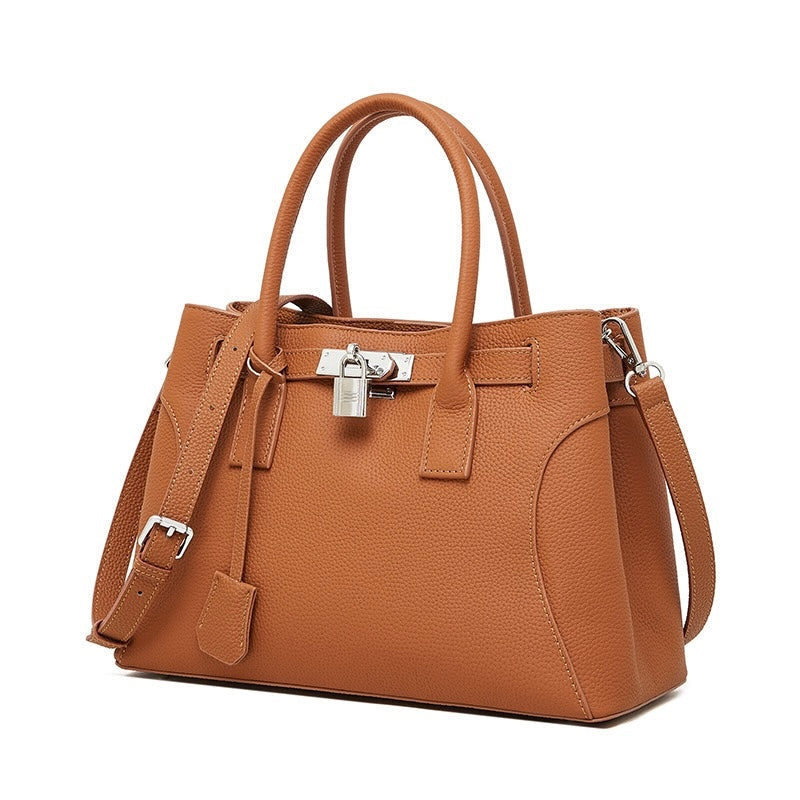 Women’s Genuine Leather Platinum-Style Structured Shoulder Tote