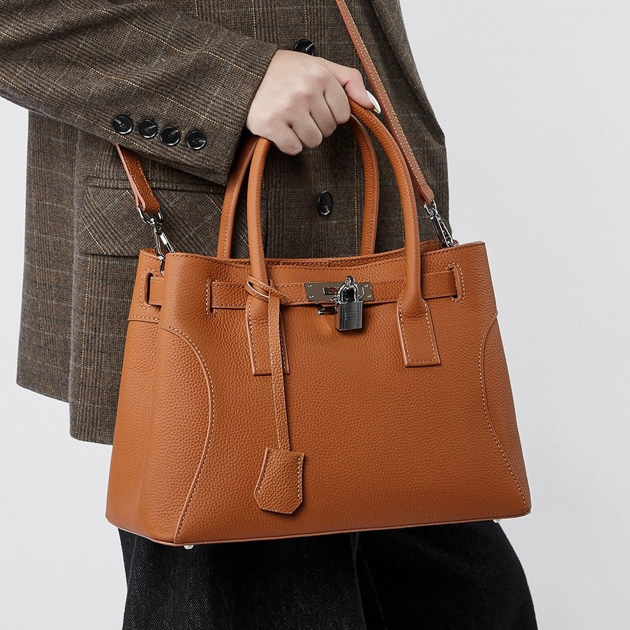 Women’s Genuine Leather Platinum-Style Structured Shoulder Tote