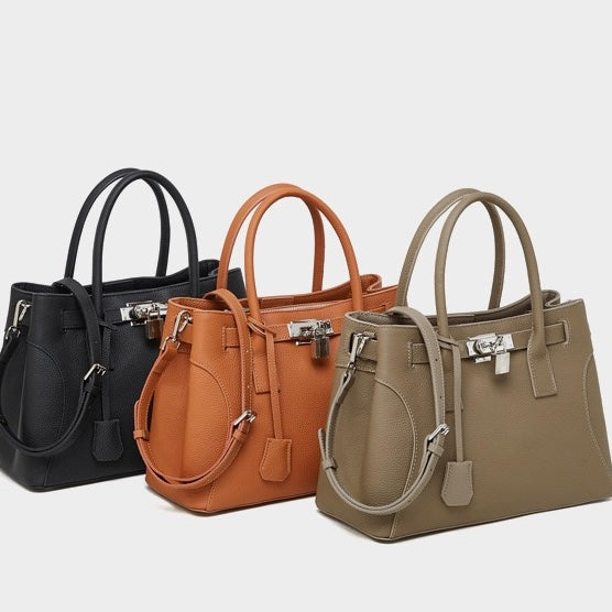 Women’s Genuine Leather Platinum-Style Structured Shoulder Tote