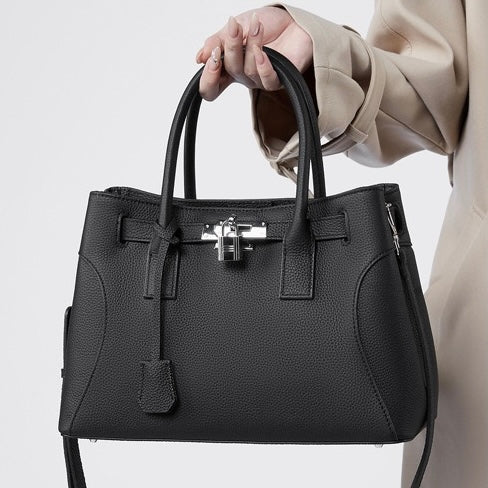 Women’s Genuine Leather Platinum-Style Structured Shoulder Tote