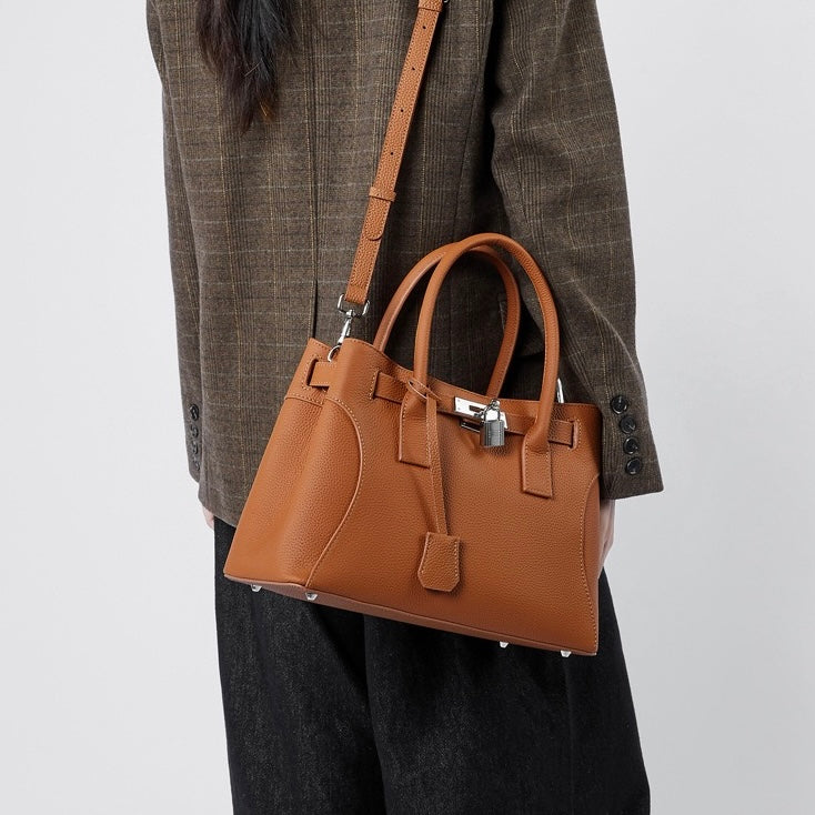 Women’s Genuine Leather Platinum-Style Structured Shoulder Tote