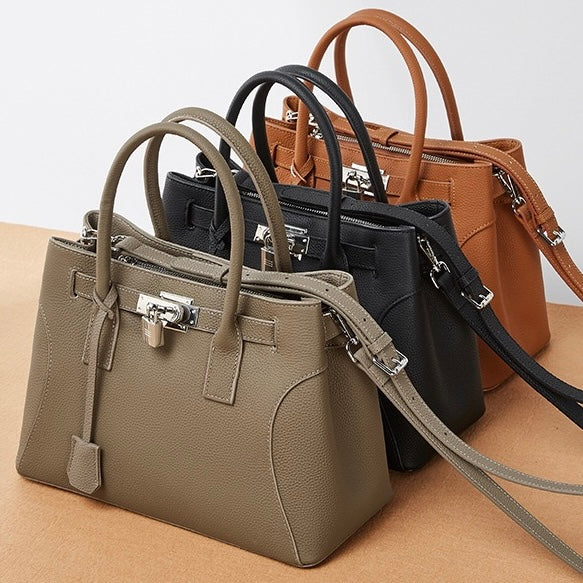 Women’s Genuine Leather Platinum-Style Structured Shoulder Tote