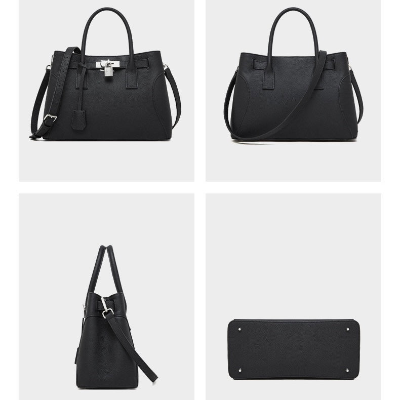 Women’s Genuine Leather Platinum-Style Structured Shoulder Tote