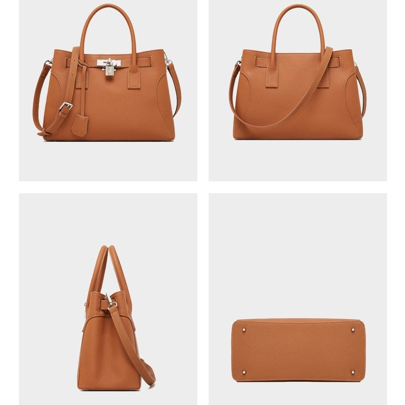 Women’s Genuine Leather Platinum-Style Structured Shoulder Tote